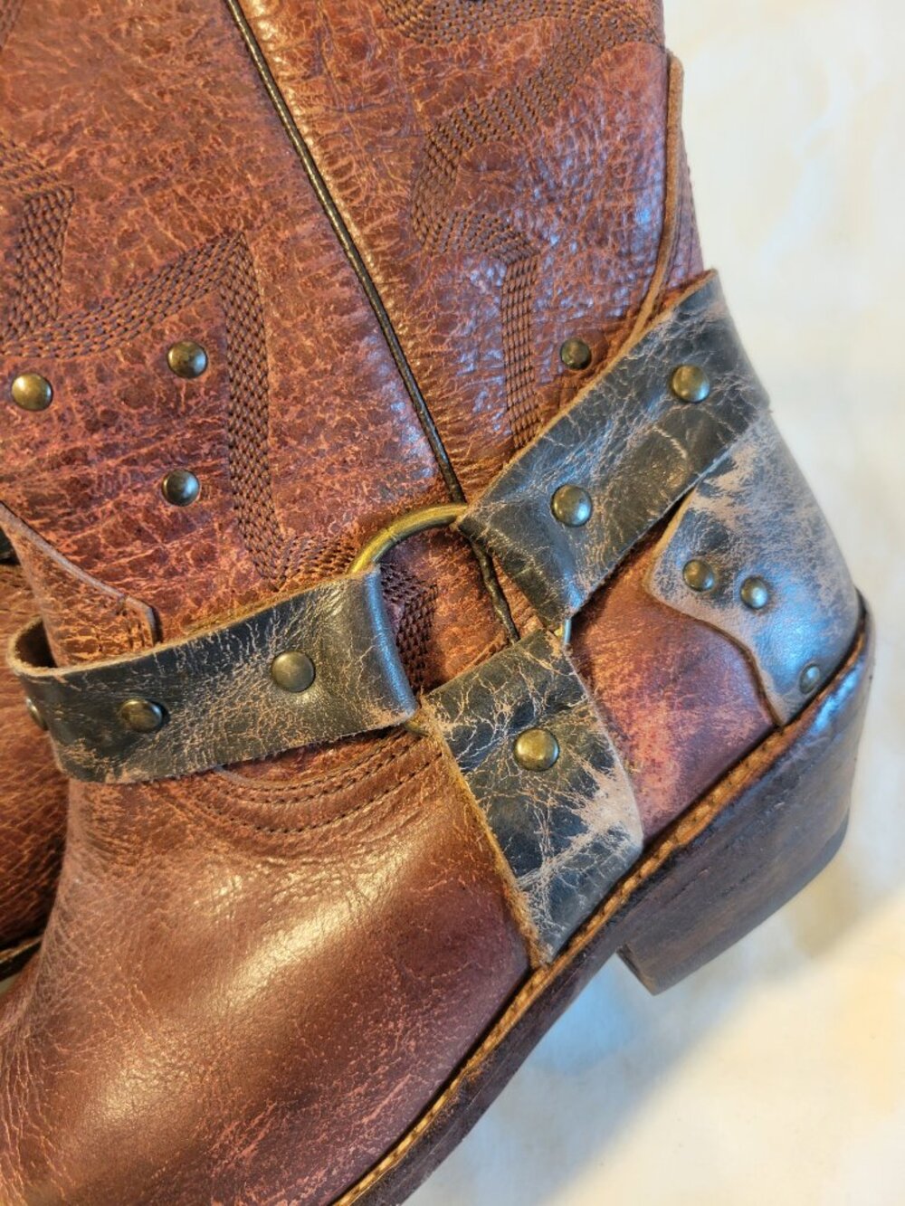 Bed|Stü Cisalpine Harness Boots Cobbler Series Distressed Leather Women's 7.5 - Picture 6 of 15